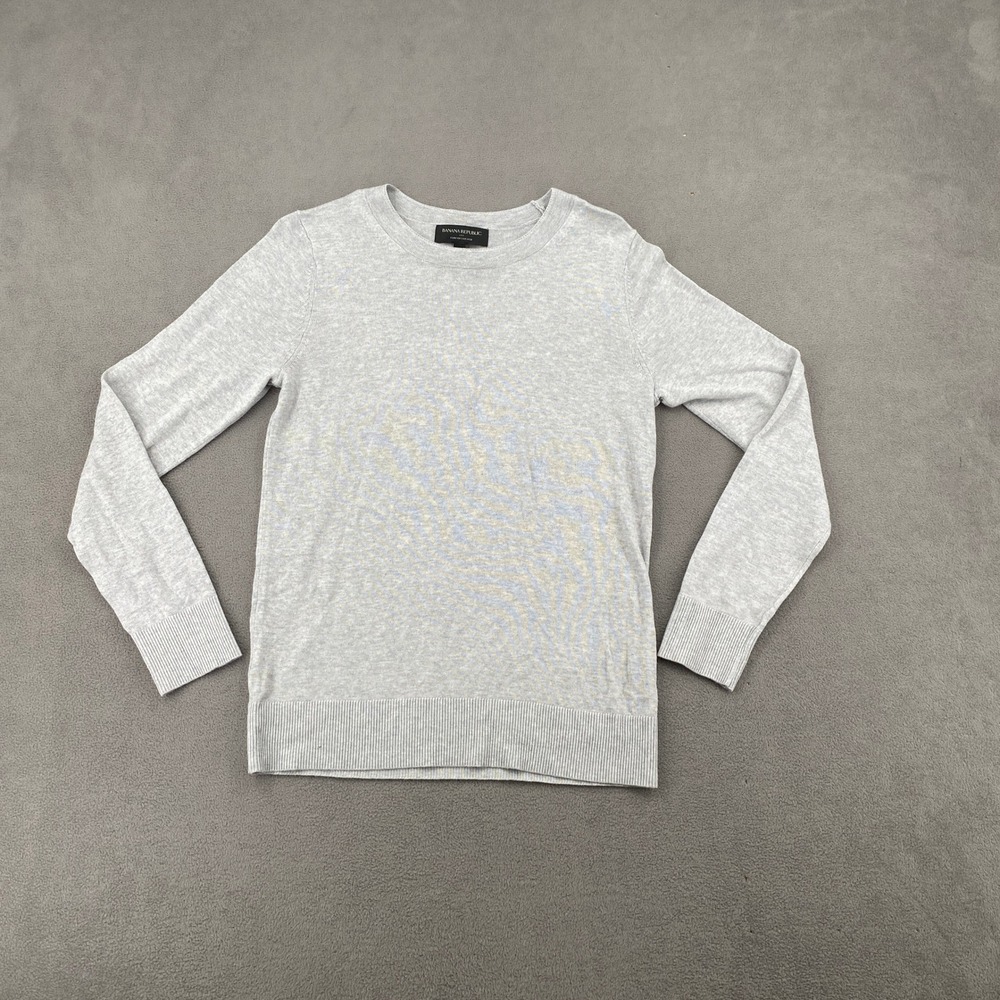 Banana Republic Forever Sweater Womens XS Light Gray Cotton Rayon Crew Neck Knit